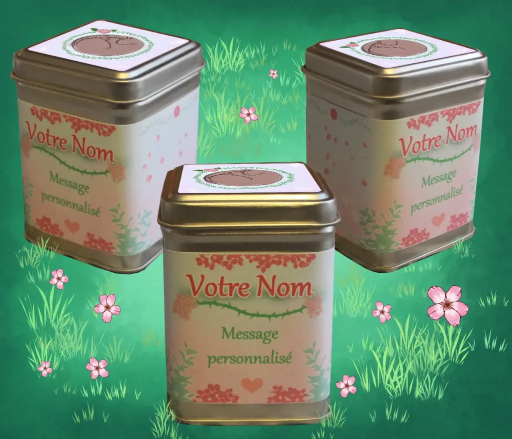 Boite à thé personnalisable (50g, Fleuri, Oui)